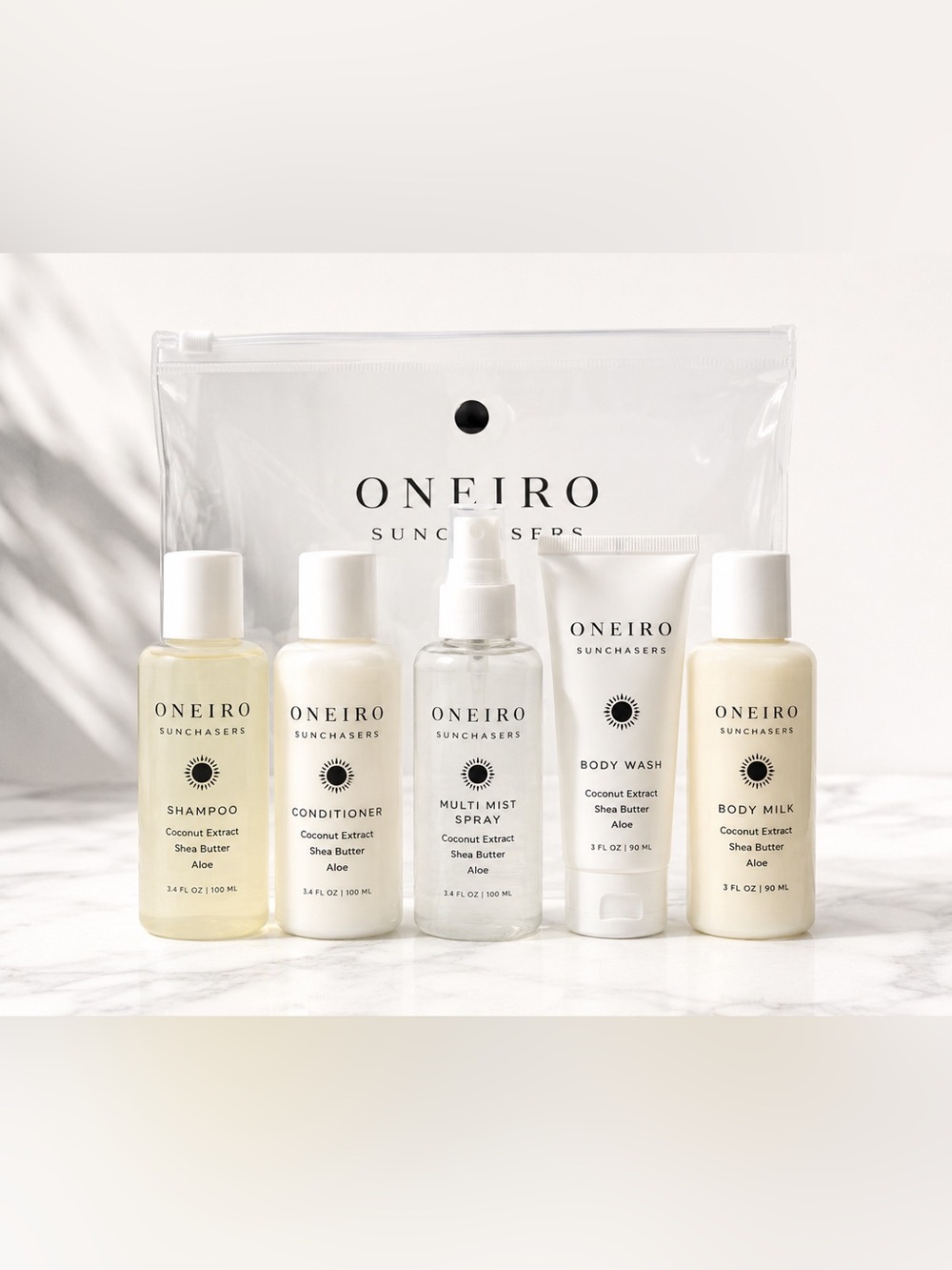 Oneiro Sunchasers Ready Go 5 Pc Travel Hair Body Care Set NEW